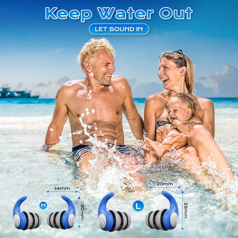 ANANJY Waterproof Swimming Ear Plugs for Adults - 3 Pairs of Reusable Soft Silicone Swim Earplugs,Perfect for Surfing, Diving,Pool,Showering and Other Water Sports - Keep Water Out and Ear Protection - Image 4